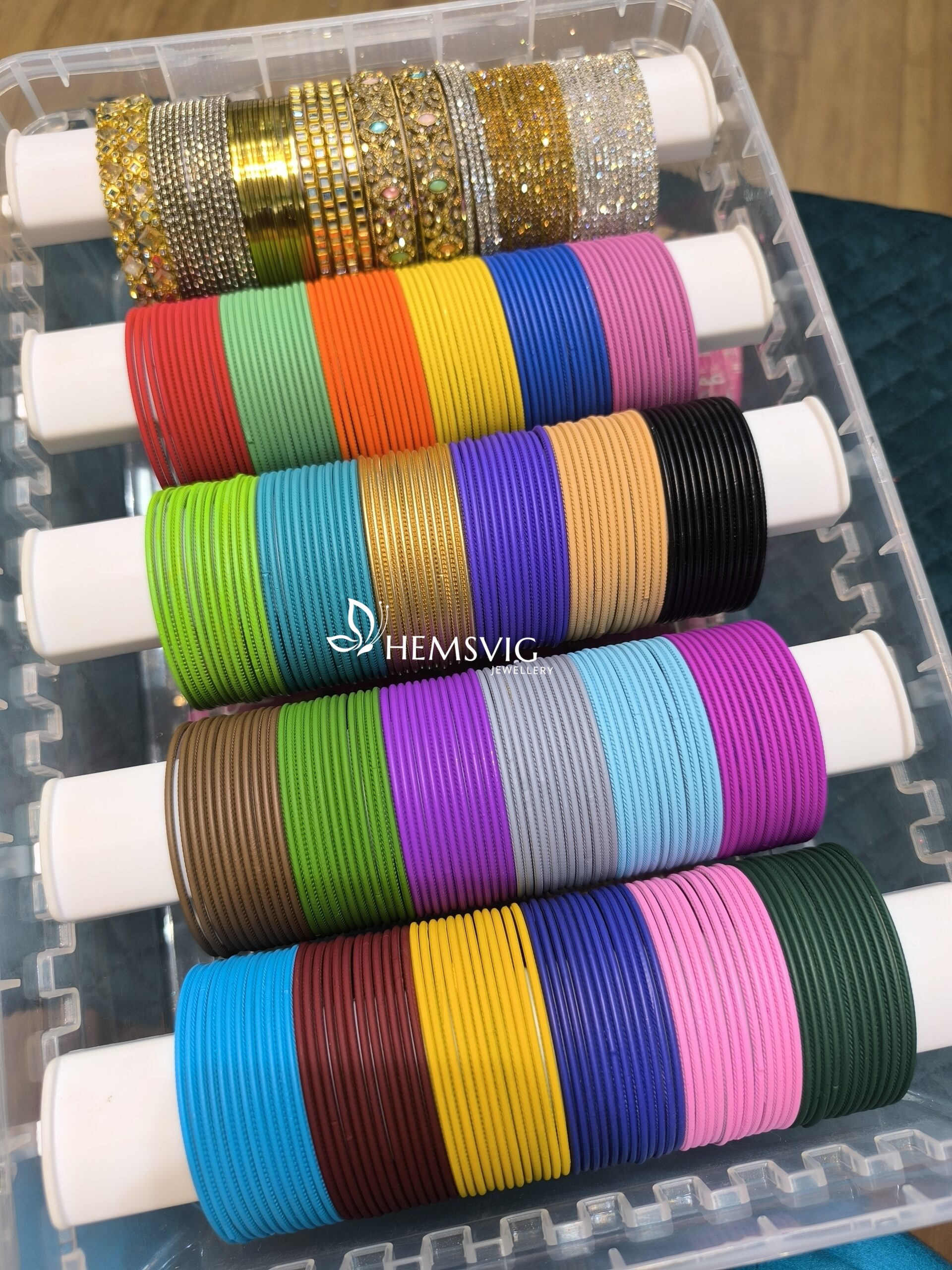 3-in-1 Combo – 24 Dozen Colorful Metal Bangles with 8 Side Bangle Varieties - Image 2