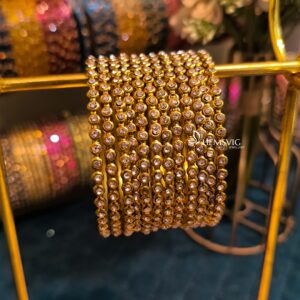 Stone Studded Metal Bangles – Pack of 12