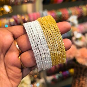 Glitter Gold &Silver Side Bangles -8 Pcs