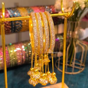 Golden Glow Jhumka Bangles-4 Pcs