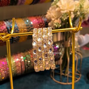 Pearl Teardrop Crystal Bangles -4 Pcs