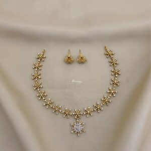 Celestial Star Diamond Look-Alike Necklace Set with Stud Earrings