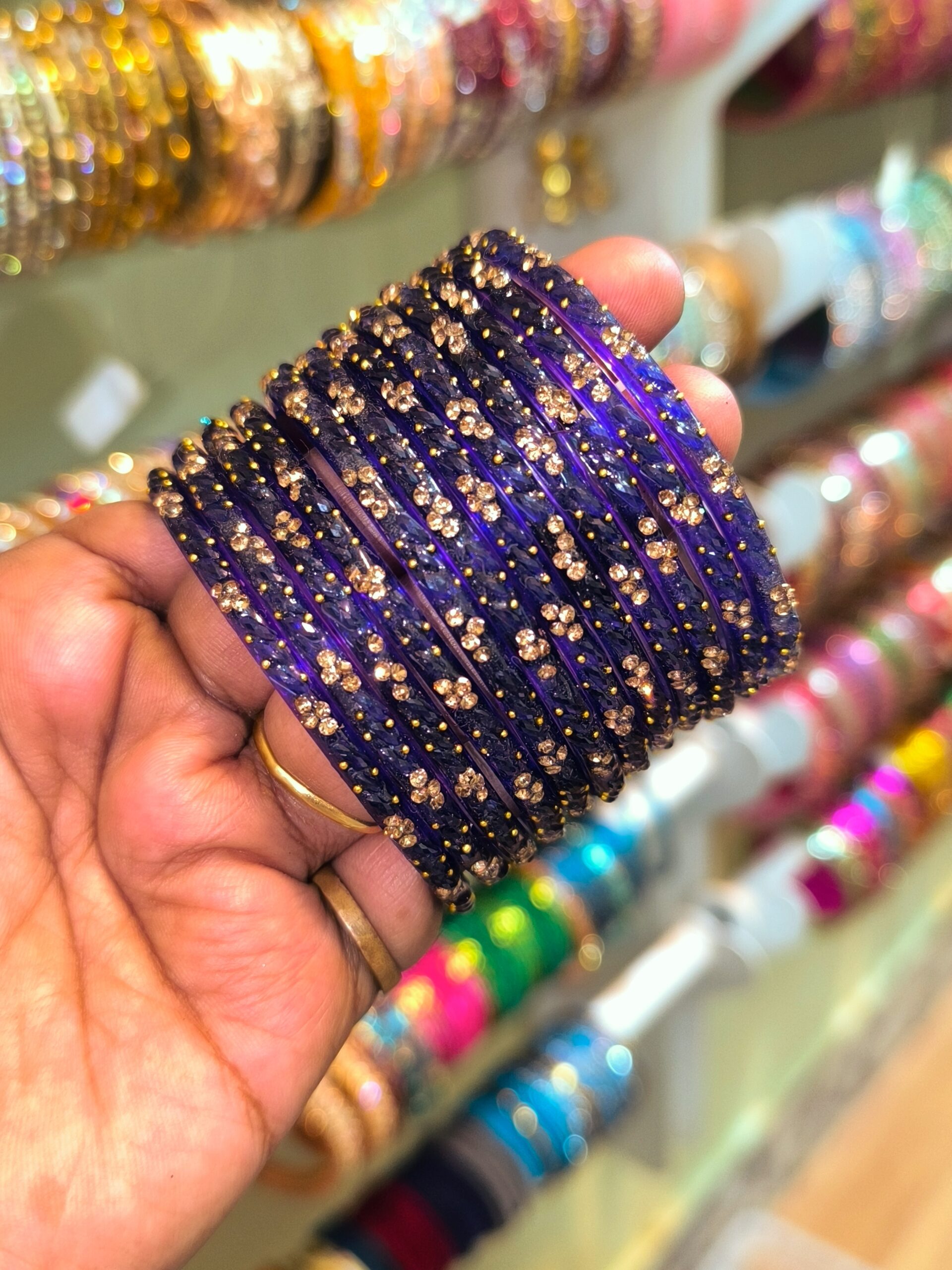 Raindrop Elegance Glass Bangles with Stones & Beads – Sparkling Festive Style - Image 13