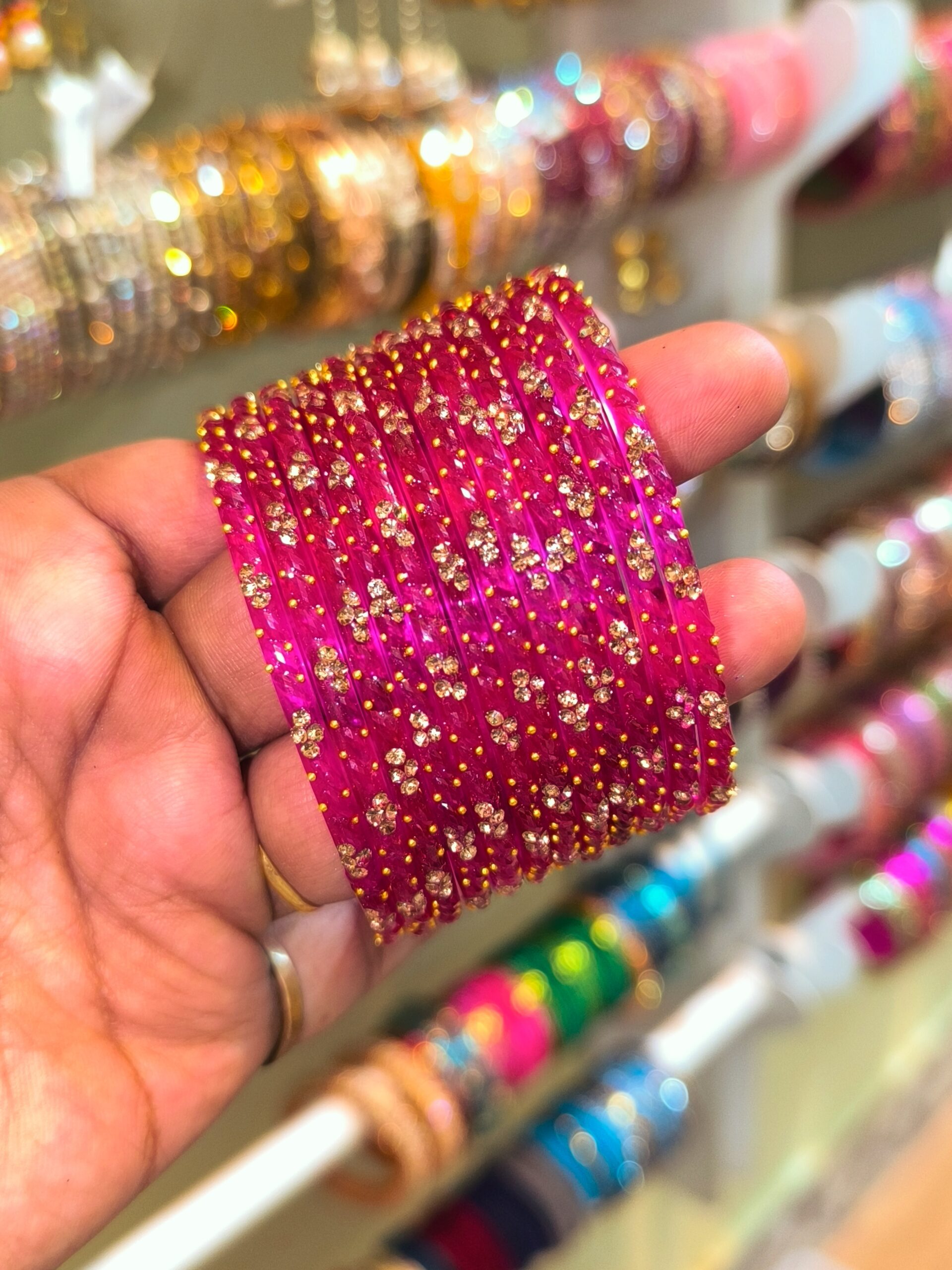 Raindrop Elegance Glass Bangles with Stones & Beads – Sparkling Festive Style - Image 22