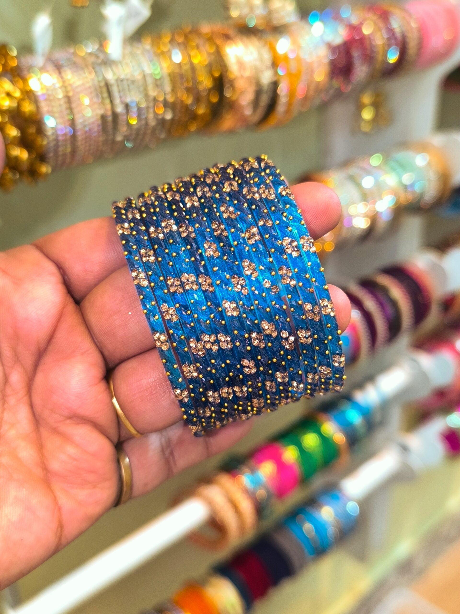 Raindrop Elegance Glass Bangles with Stones & Beads – Sparkling Festive Style - Image 21