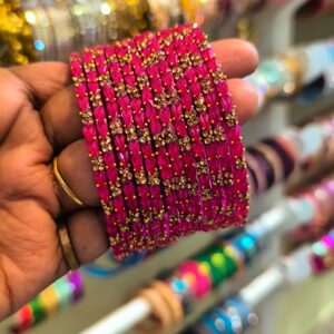 Twin Heart Glass Bangles 12pcs/1dozen set