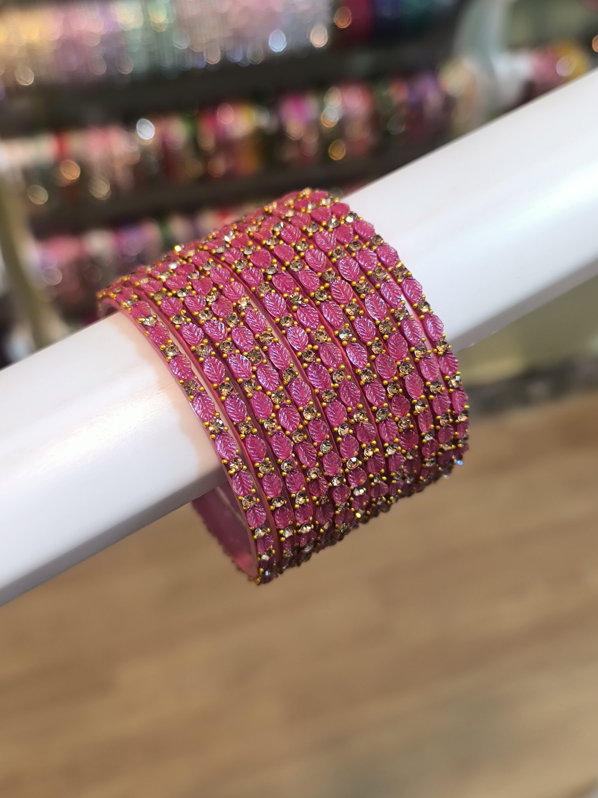 Leaf Elegance Glass Bangles | 12 pcs Set - Image 2