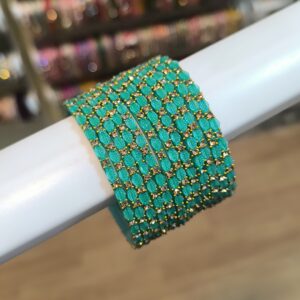 Leaf Elegance Glass Bangles | 12 pcs Set