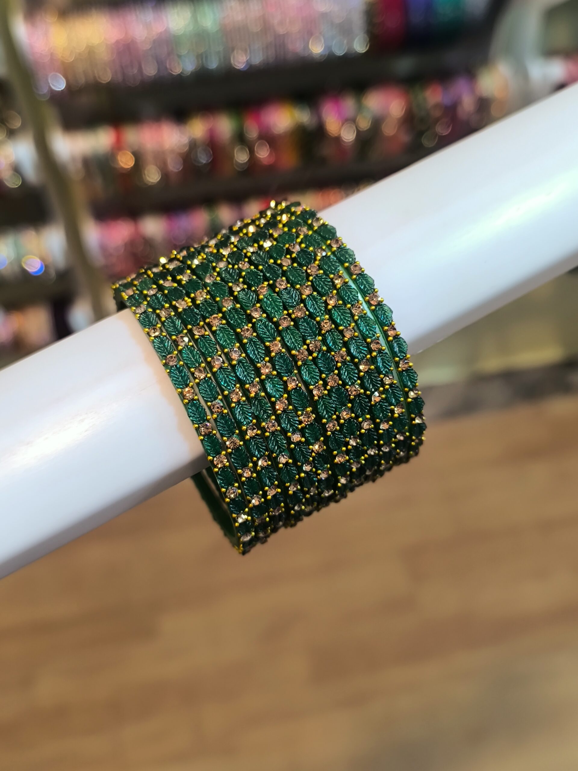 Leaf Elegance Glass Bangles | 12 pcs Set - Image 15