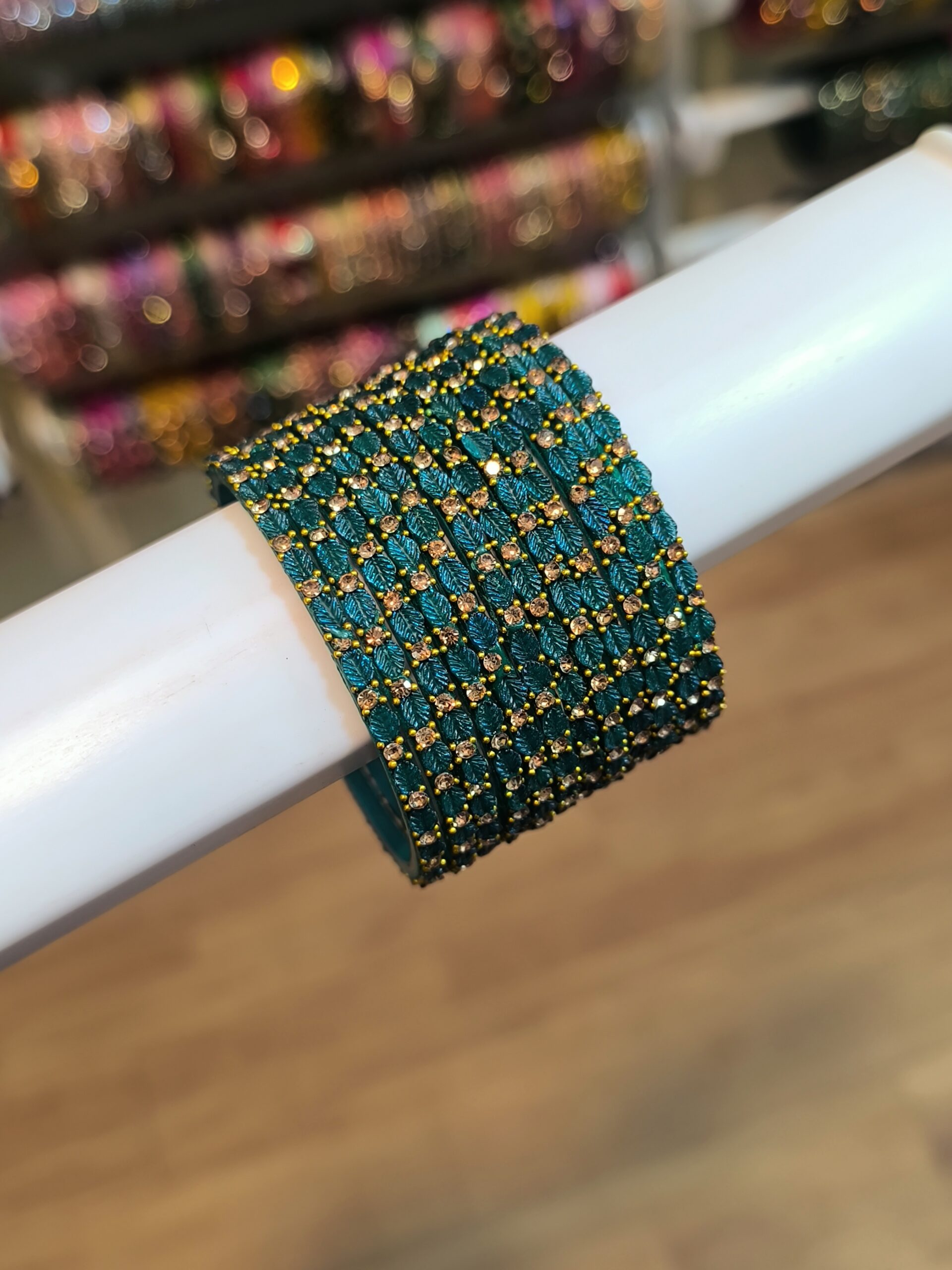 Leaf Elegance Glass Bangles | 12 pcs Set - Image 17