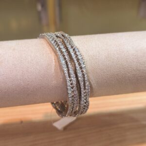 AD Full white Rodium Polish bangles