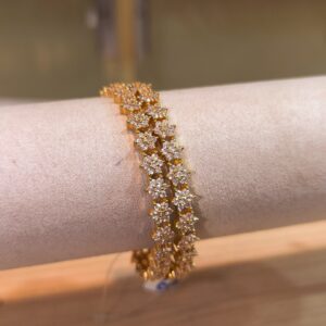 White Flora Antique Bangles -2 Pcs