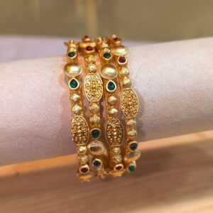 Tone Tribal Bangles Gold -4 Pcs