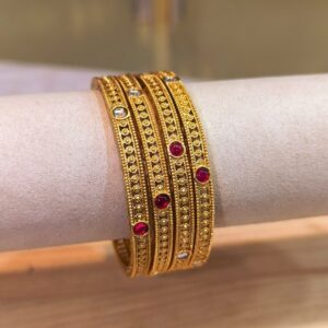 Ruby Dew Gold Bangles-4 Pcs