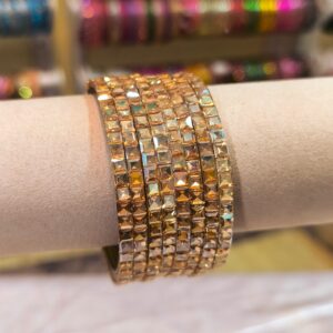 Gold Diamond Look Bangles -8 Pcs