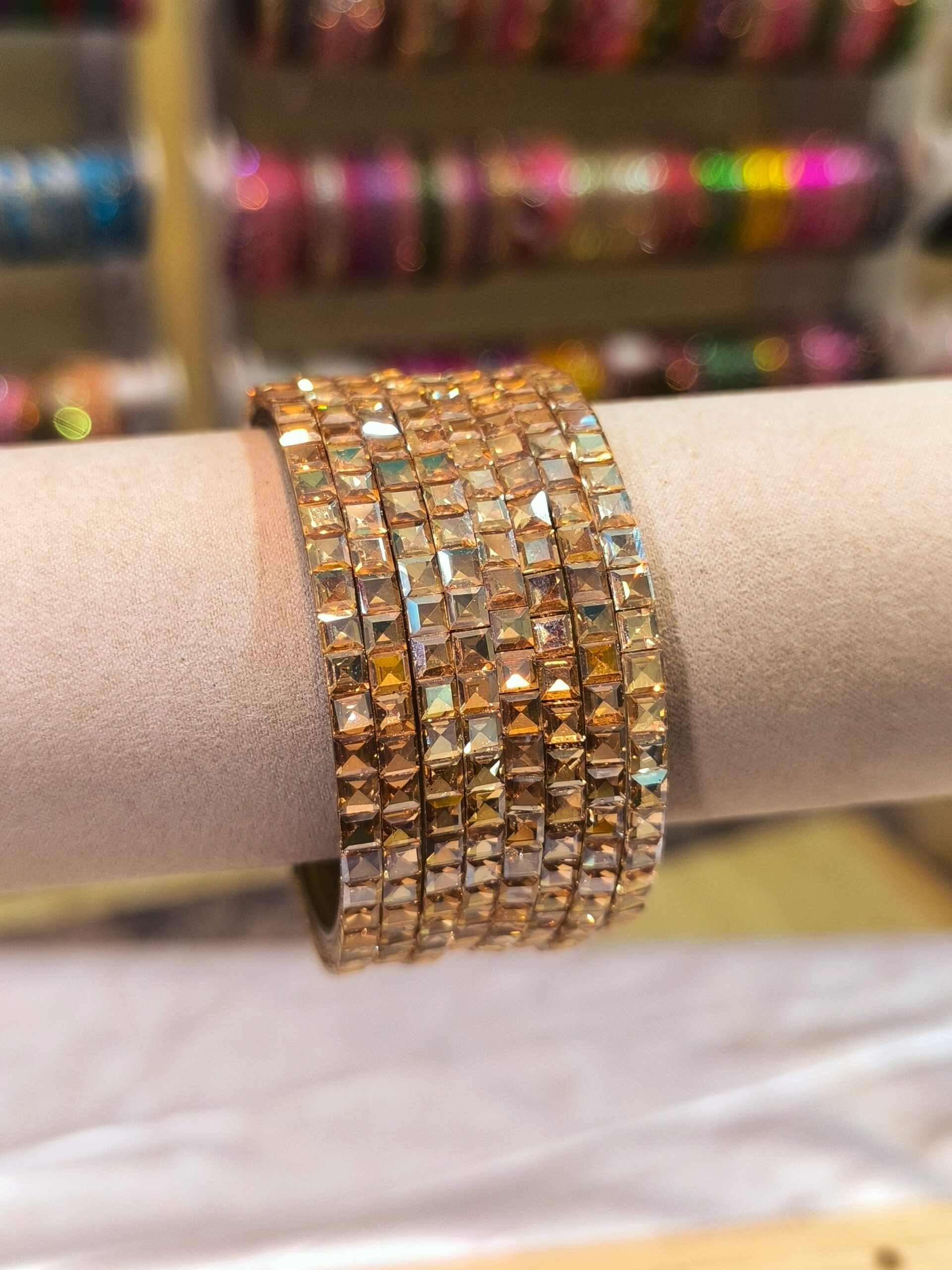 Gold Diamond Look Bangles -8 Pcs