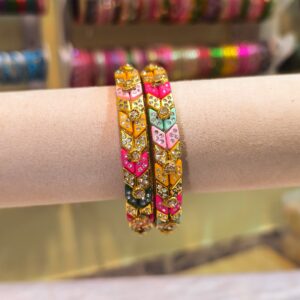 Diamond Multi Colour Kada Bangles -2 pcs