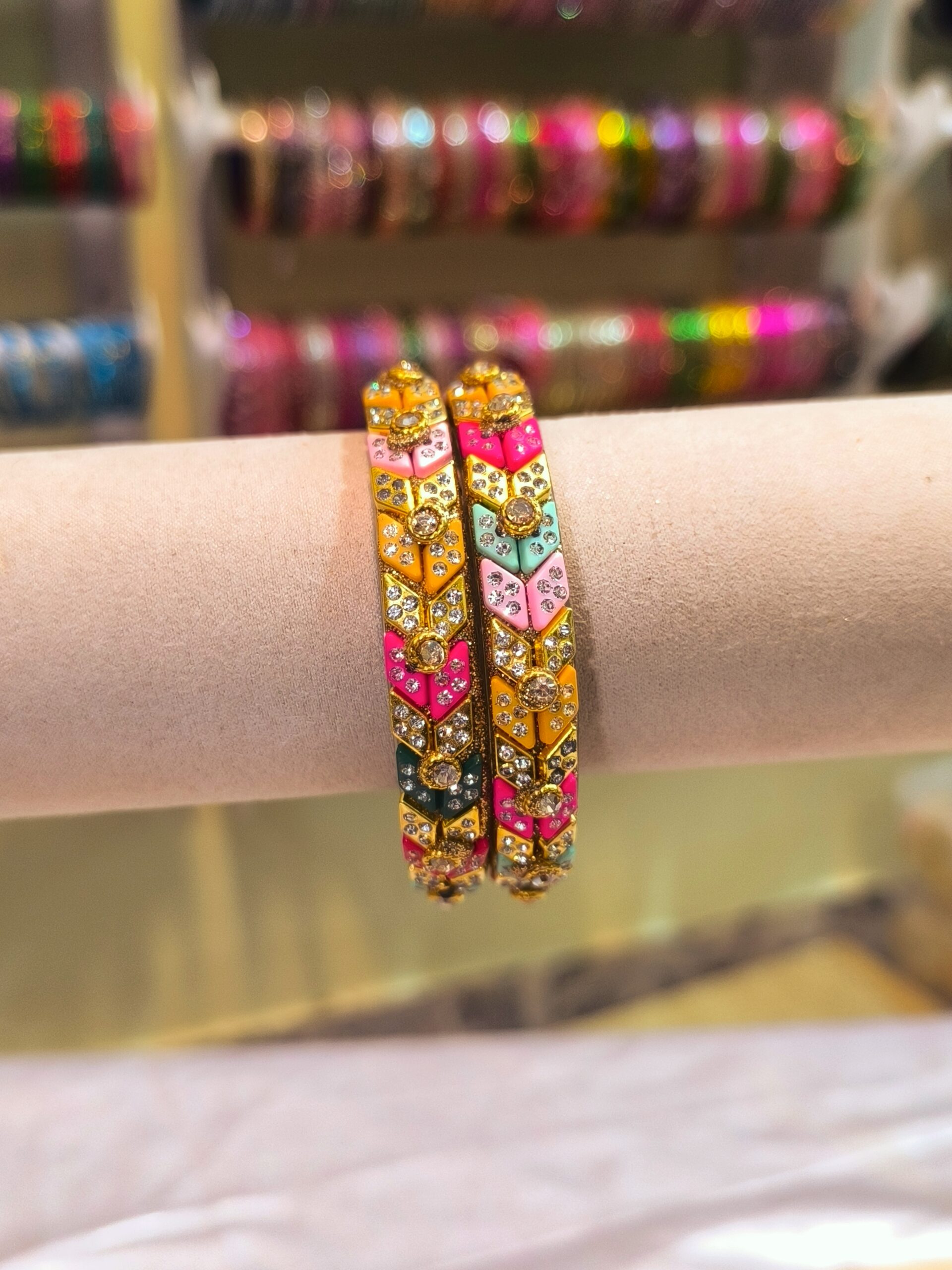 Diamond Multi Colour Kada Bangles -2 pcs