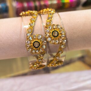 Golden Swirl Stone Bangles -2 pcs