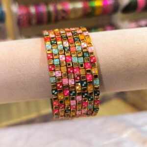 Candy Square Stone Bangles -8 pcs