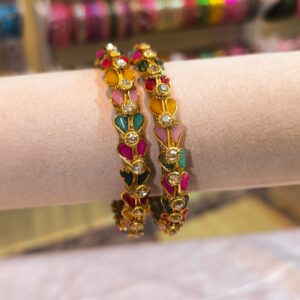 Multi Colour Heart Bangles -2 pcs