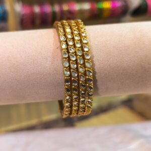 Kundan Teardrop Bangles - 4 Pcs