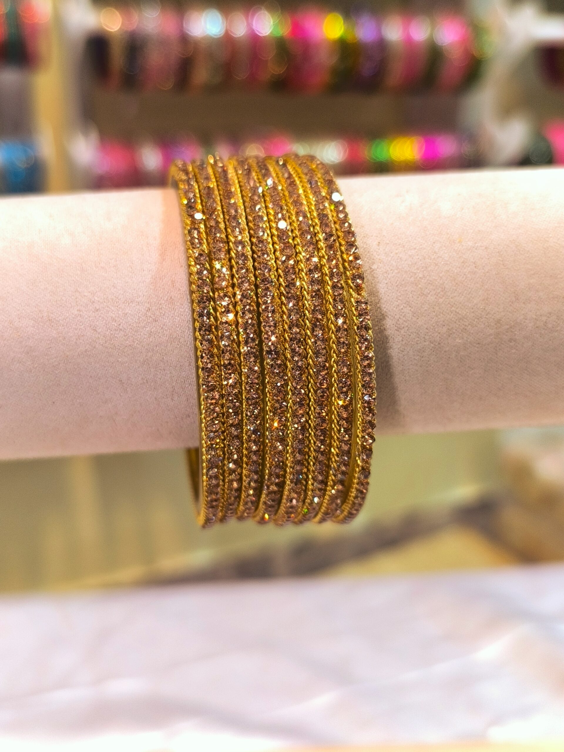 Twinkle Crystal Gold Bangles -8 pcs
