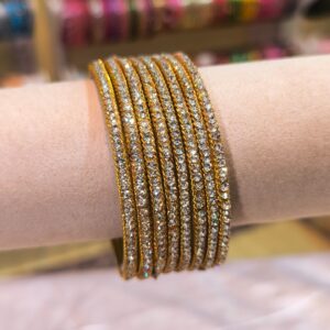 Twinkle Crystal White Bangles -8 pcs