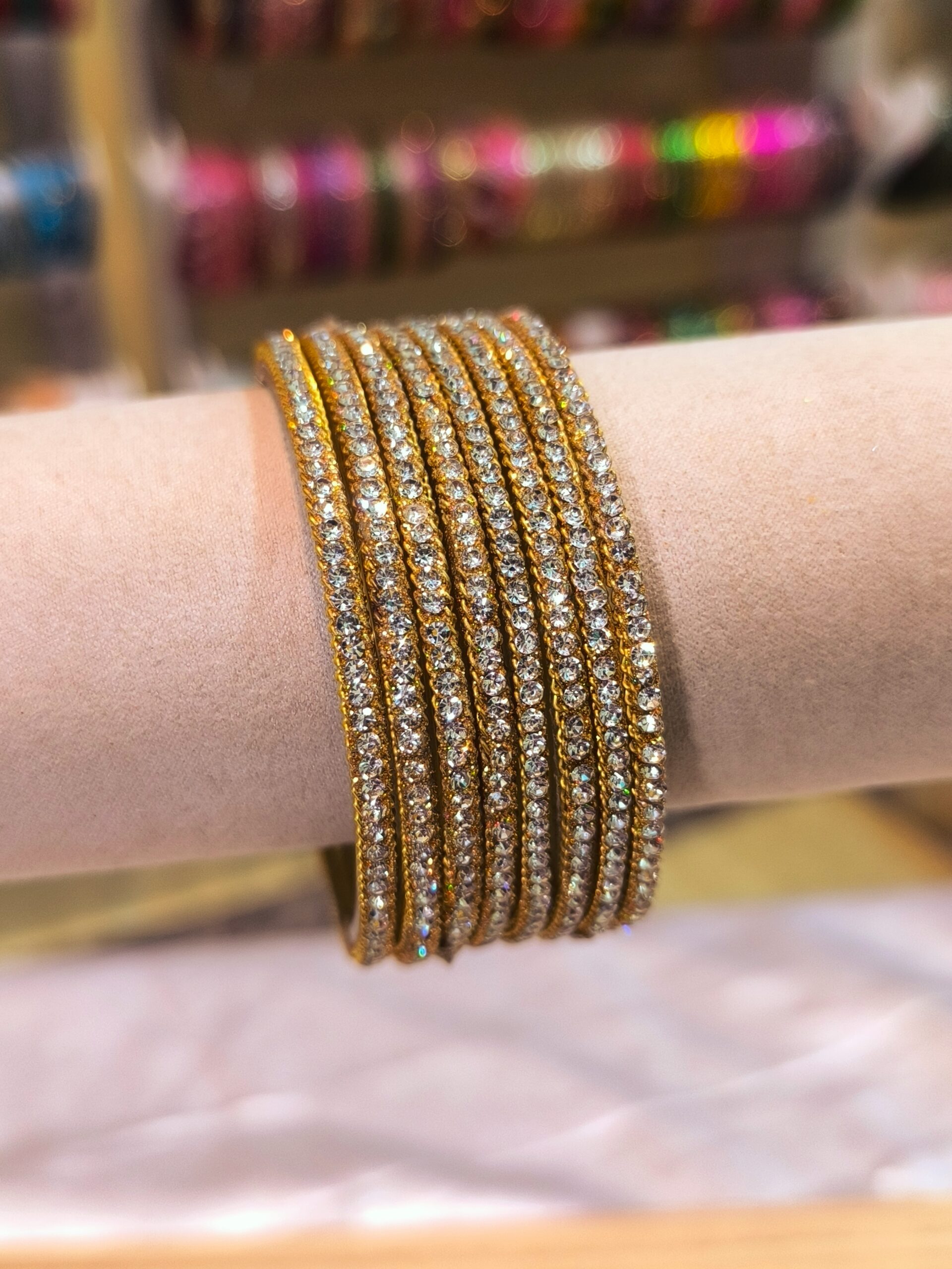 Twinkle Crystal White Bangles -8 pcs