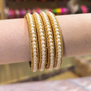 Kada Pearl Metal Bangles -4 pcs