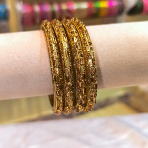 Rectangular Gold Bangles -4 pcs