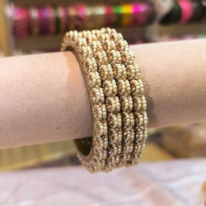 Designer Pearl Embellished Bangles -4 pcs