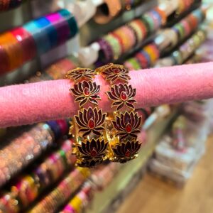 Trending Lotus Bangles Maroon -PAB0015