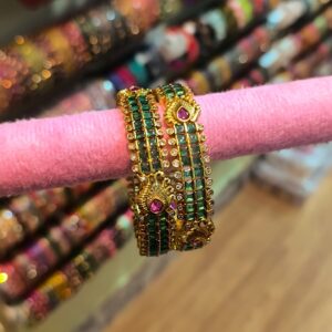 Premium Emerald Peacock Bangles- PAB0017