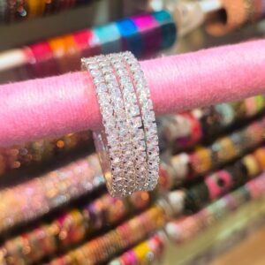 Crystal Squared AD Bangles -4 pcs