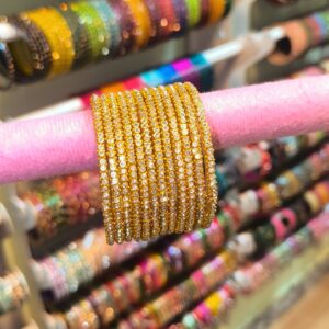 Premium Kundan Bangles With Beads-12pcs