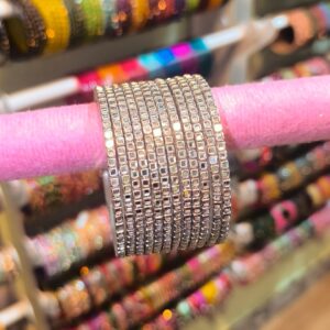 Mini Silver Kundan Bangles-12pcs