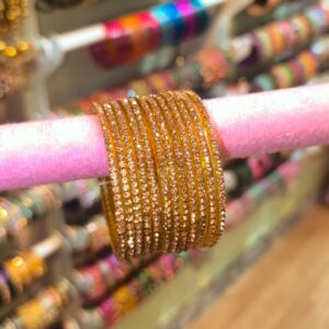 Gold Stone Bangles-12pcs