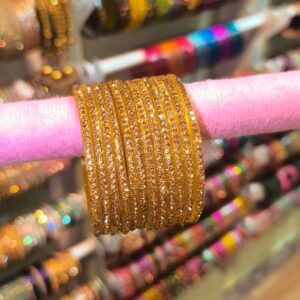 Glitter Gold Glass Bangles-12pcs