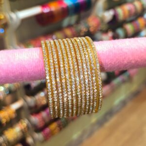 LCD Gold Glass Bangles-12pcs