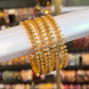 Diamond Finish Nakshatra Design Bangles -4 Pcs