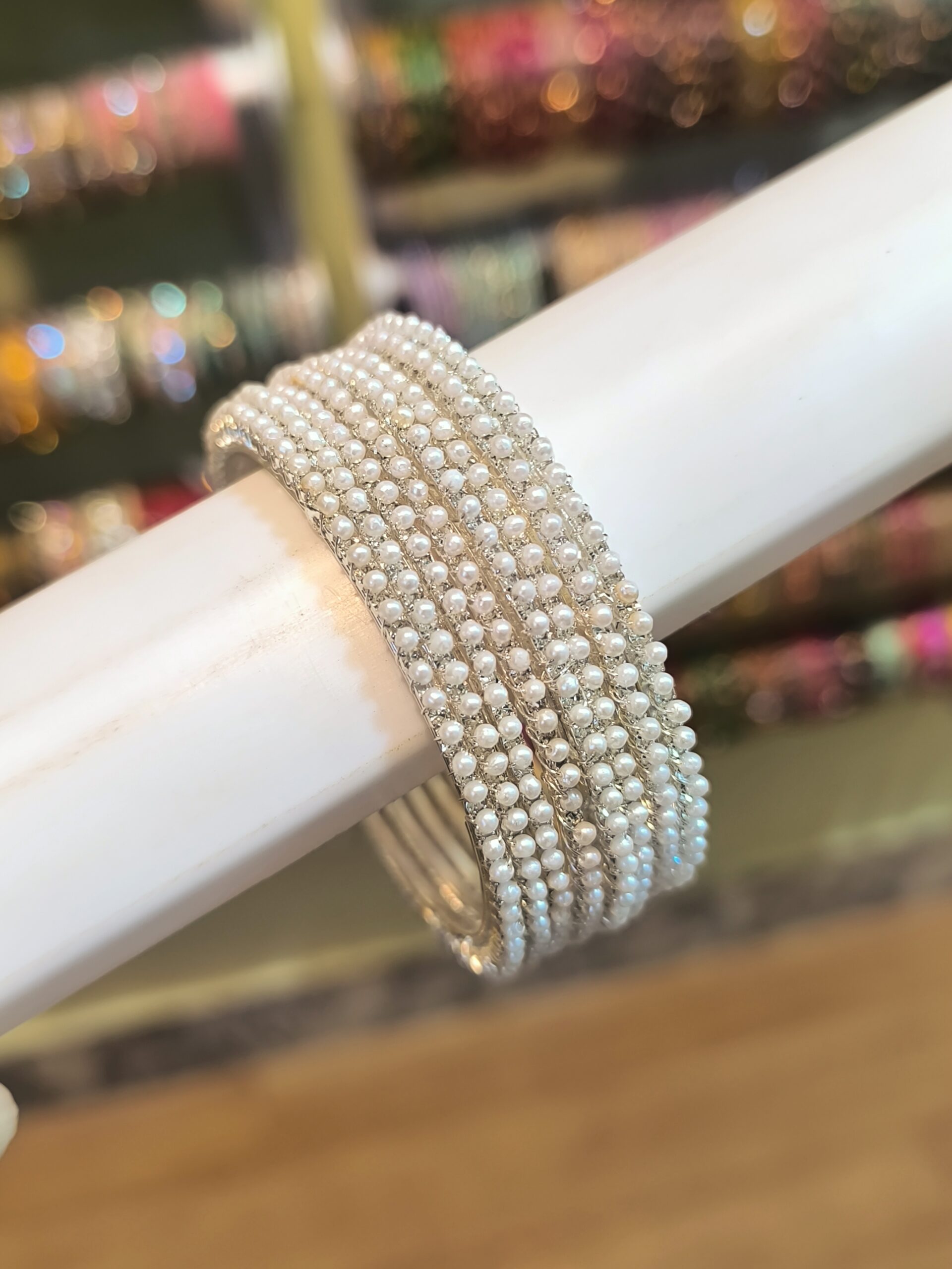 Full White Pearl Bangles {Small} -8 Pcs