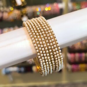 Tiny Pearled Gold Bangles-8 Pcs