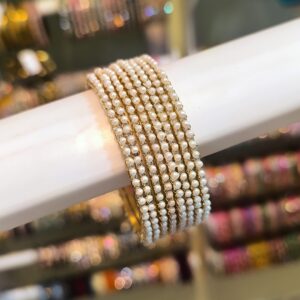 Tiny LCD Pearled Bangles -8 Pcs