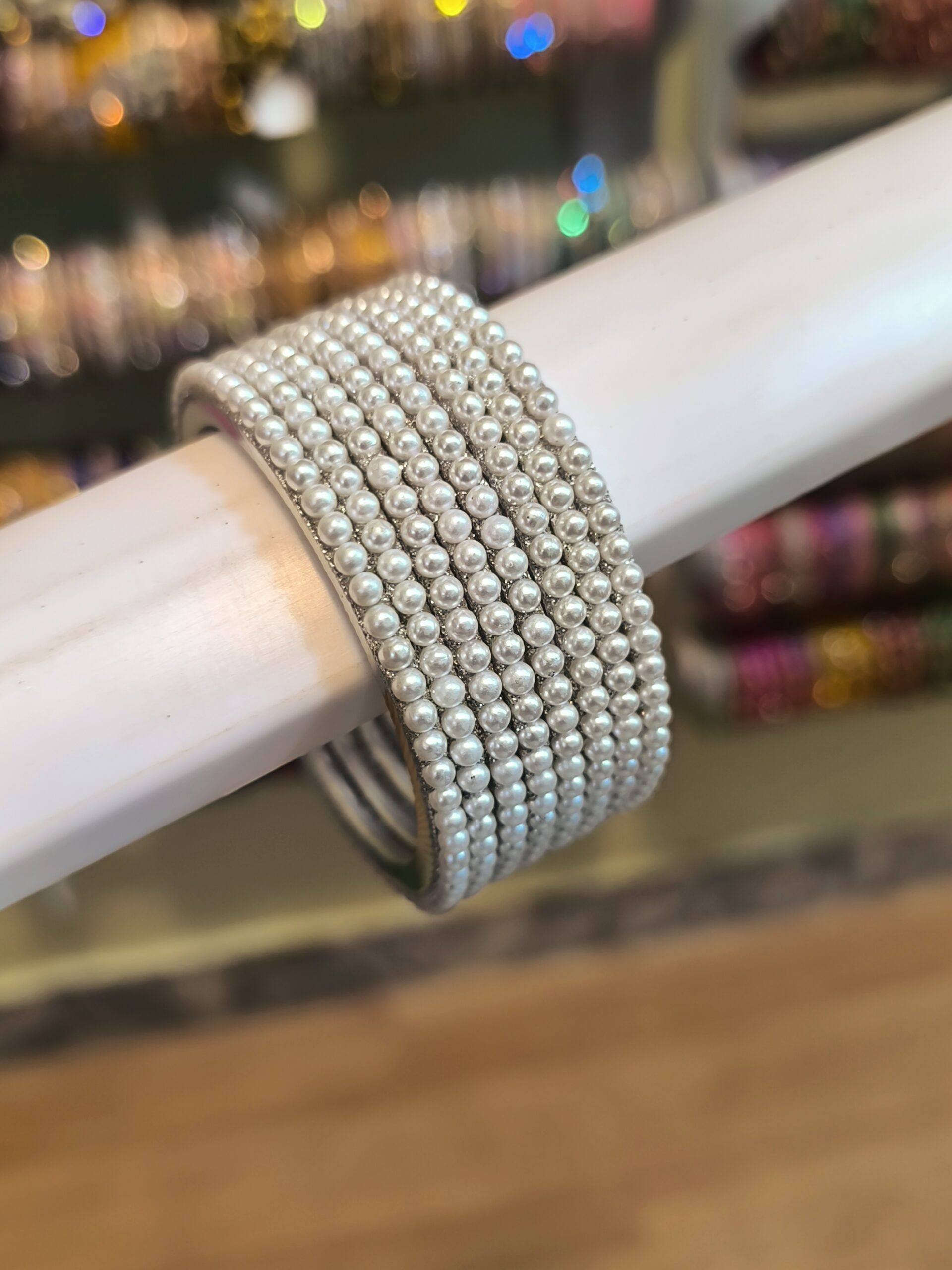 Full White Pearl Bangles -8 Pcs