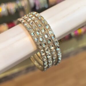 Silver-Plated AD Small Size  Bangles - 4 Pcs