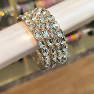 Silver- Plated AD Big Bangles -4 Pcs