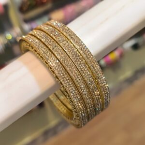 Zircon Plated Gold Bangles -4 Pcs