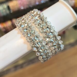 Heart White Stone Kada Bangles -2 Pcs