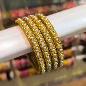 Rajwadi Kundan Bangles -4 Pcs